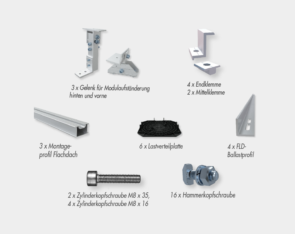 Unterkonstruktion für Minikraftwerke, zwei Solarmodule